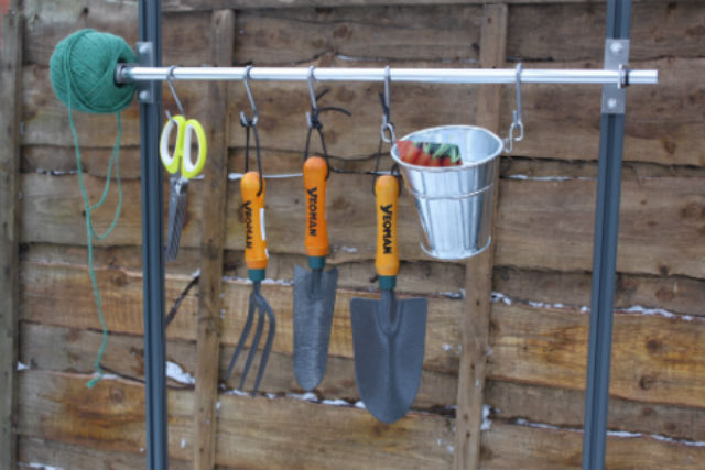 Elite Greenhouses' handy tool rack